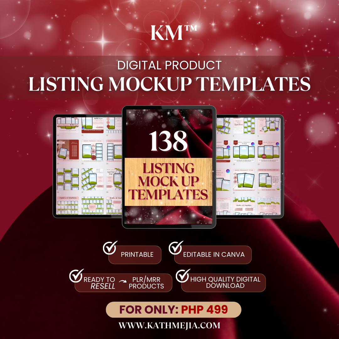 Digital Product Listing Mock Up Templates with Master Resell Rights | Editable in Canva
