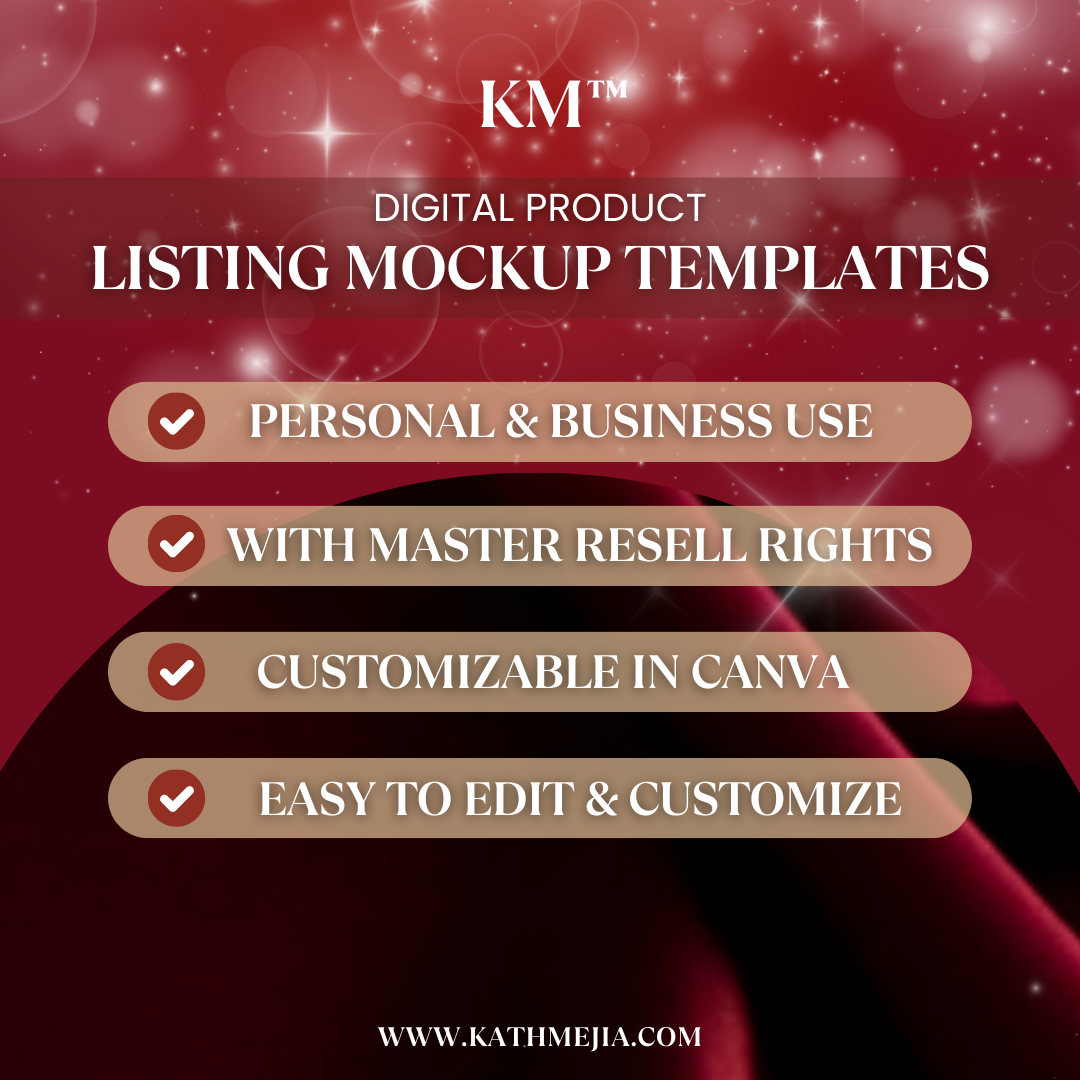 Digital Product Listing Mock Up Templates with Master Resell Rights | Editable in Canva
