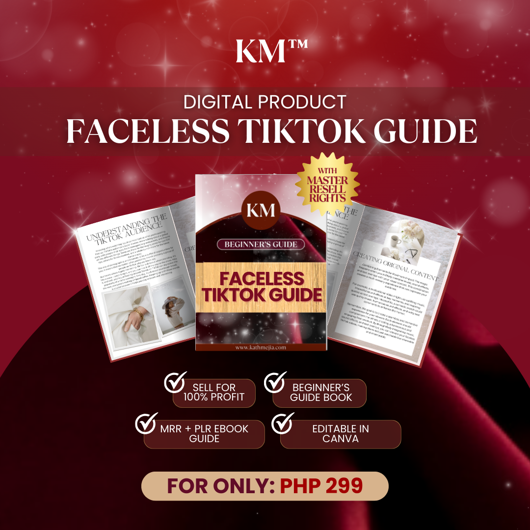 Faceless TikTok Guide | Beginner's TikTok Marketing eBook Guide | Done-For-You with Resell Rights | Editable in Canva