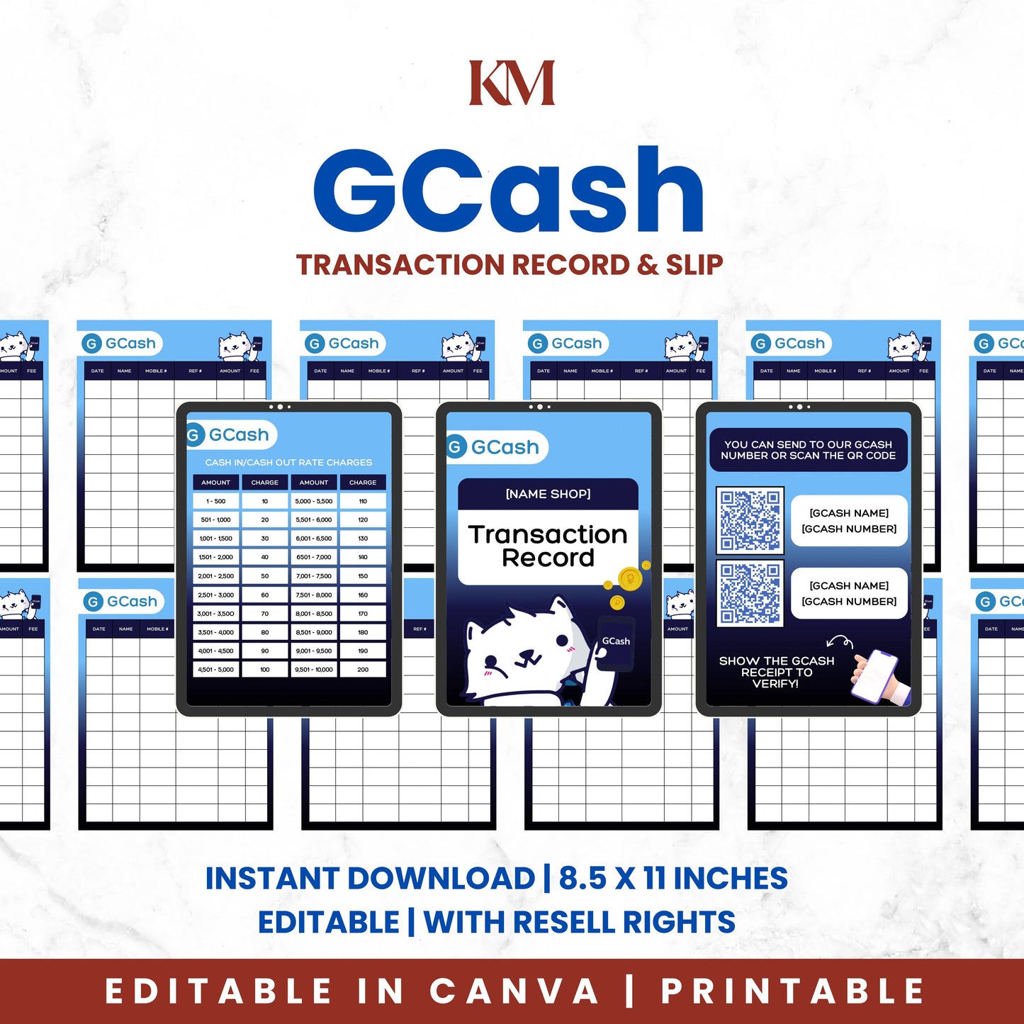 GCash and PayMaya | CUSTOMIZABLE Record and Slip Template | With Resell Rights